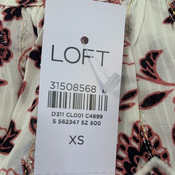 Ann Taylor Loft Vine Ruffle Cami in Whisper White / Red Floral Print- XS - NWT - Picture 5 of 6